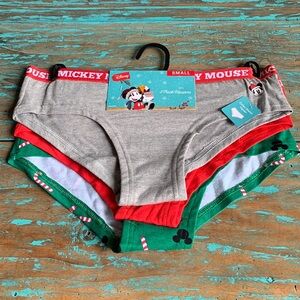 New Briefly Stated Disney Mickey Mouse Christmas Theme Cotton Stretch Hipsters